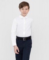 Сорочка трикотажная на кнопках белая Button Blue, школьная форма для мальчиков  фото, kupilegko.ru